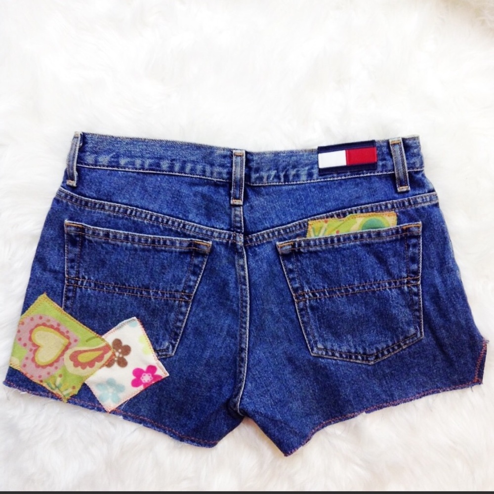 Tommy Hilfiger Embroidered Patchwork Jean Shorts 5 - image 6